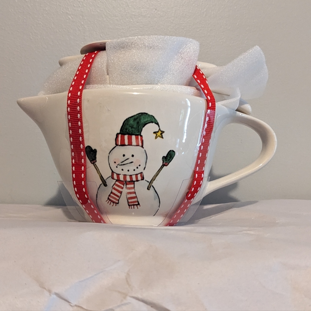 Set of 4 Rae Dunn measuring cups Holiday Christmas Snowman cup four winter snow